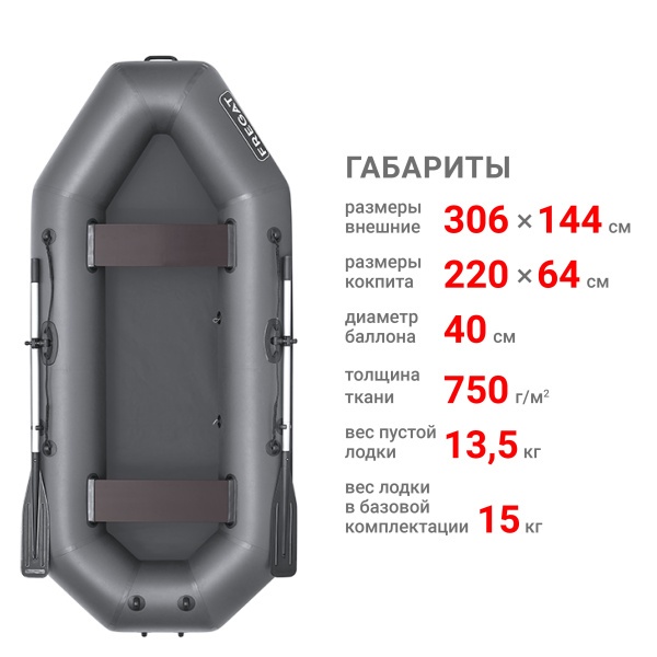 М-5 Оптима Лайт (300 см) Лодка (зеленая 2634)